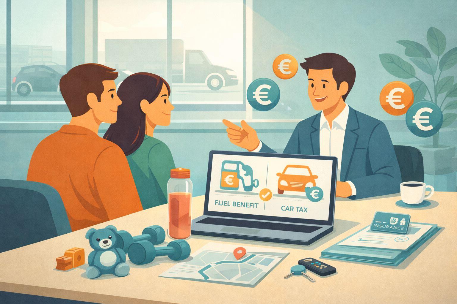 Beratung zu Auto- und Transportkosten mit Fahrzeug-Icons und Diagrammen