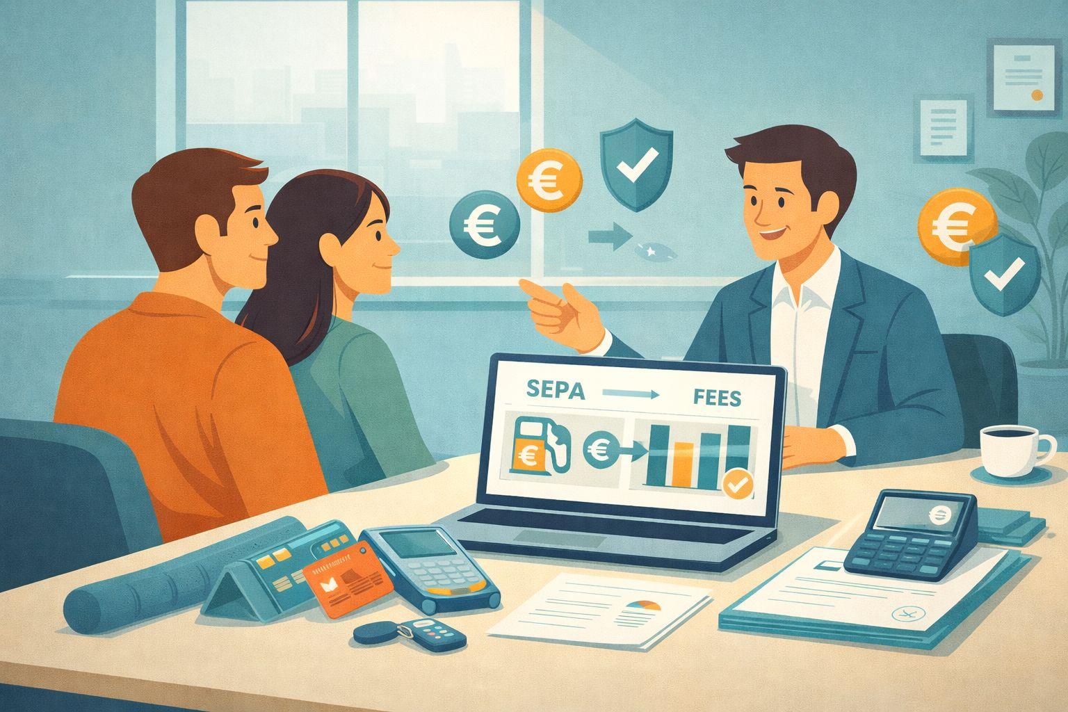 Banking- und Zahlungstools mit Karten, Terminal und Kursdiagrammen